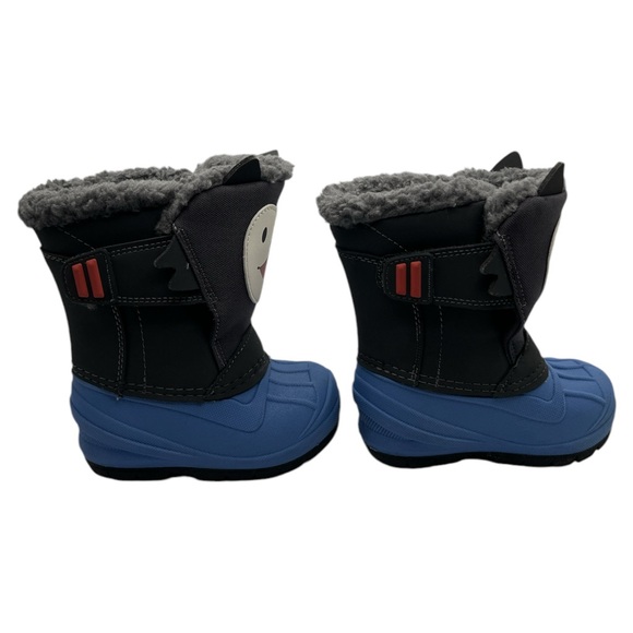 Cat & Jack Grey Blue Wolf Winter Boots Thermometer Waterproof Shoes Boys, Size 5 - Picture 2 of 5